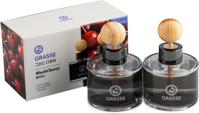 불스원 그라스 디퓨저 95ml, 블랙체리, 2개