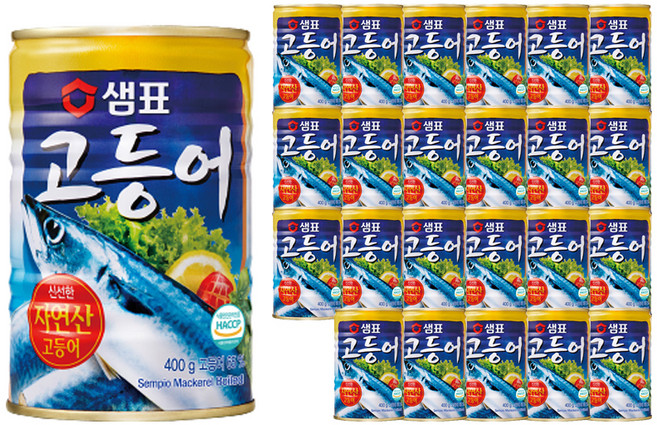 샘표 원터치 고등어 통조림, 400g, 24개