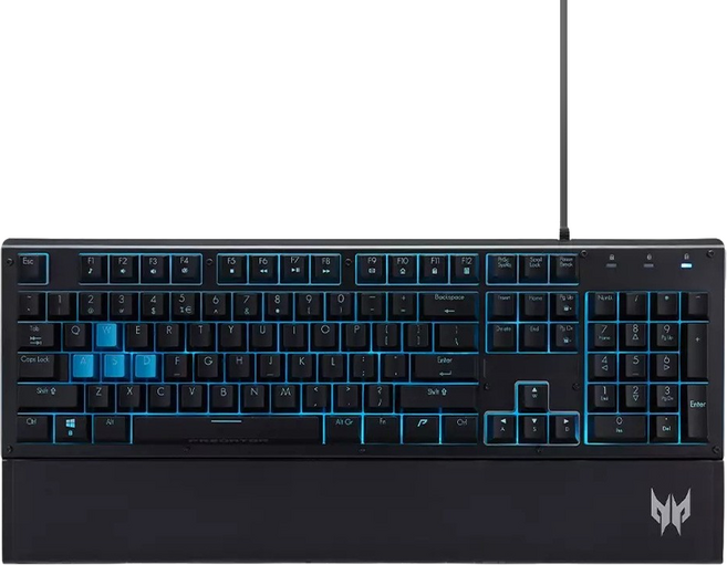 Acer 宏碁 PREDATOR AETHON 100 有線薄膜電競鍵盤 104 Keys 4色LED 1.8M編織線, Black