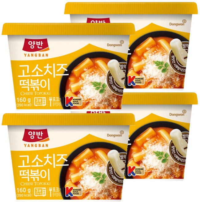 Dongwon 東遠 兩班 香濃起司杯裝辣炒年糕, 160g, 4個