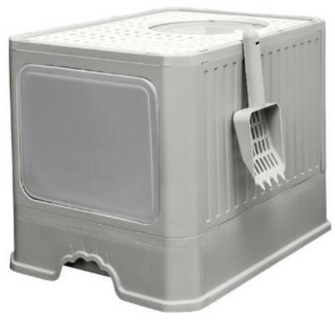 前開式組合抽屜貓砂盆, 灰色, 1個