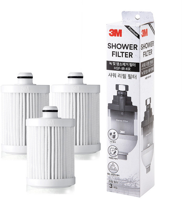 쓰리엠 프리미엄 샤워기 리필필터, 3개, 무향