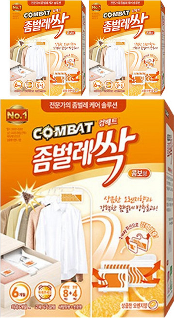 컴배트 좀벌레싹 알파 콤보팩 천연오렌지향 서랍용 8p + 옷장용 4p, 3개