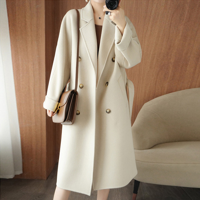 엘쏘 여성용 핸드메이드 루즈핏 모직 코트