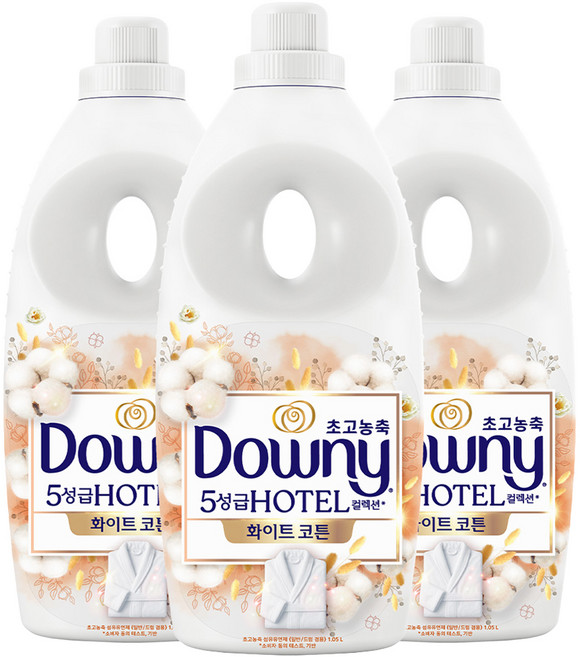 다우니 초고농축 호텔 컬렉션 섬유유연제 화이트 코튼 본품, 1.05L, 3개