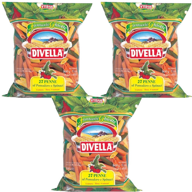 디벨라 삼색펜네 지티 리가떼 파스타, 500g, 3개