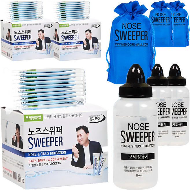 노즈스위퍼 코세척기 + 코세척분말 120포, 3세트