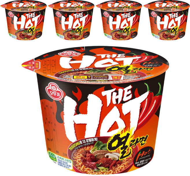 오뚜기 더 핫 열라면 용기 105g, 5개