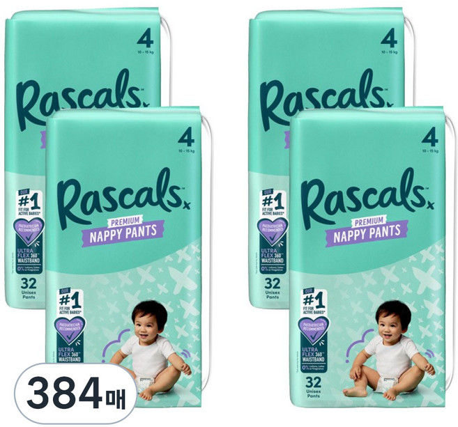 라스칼프렌즈 프리미엄 팬티형 기저귀, 4단계, 384매
