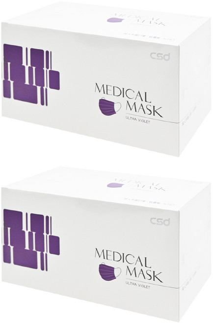 CSD 中衛 成人平面醫療口罩, 炫霓紫, 2盒, 50片