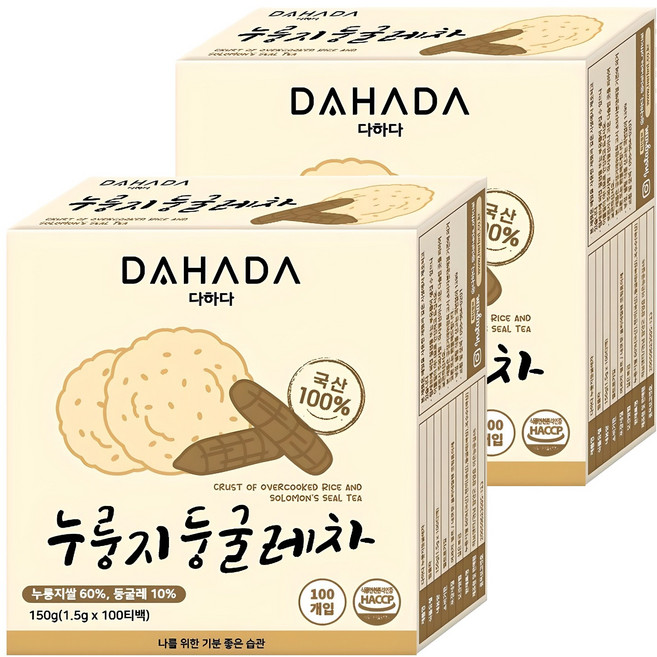 다하다 누룽지둥굴레차, 1.5g, 100개입, 2개