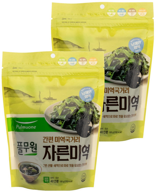 풀무원 간편 미역국거리 자른미역, 100g, 2개
