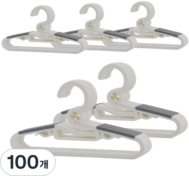 리보보 아동용 논슬립 옷걸이, 화이트, 100개