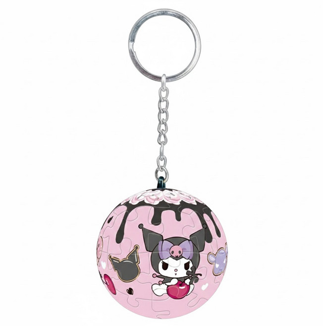 HUNDRED PICTURES 百耘圖 立體球型拼圖鑰匙圈 酷洛米 櫻桃奶油 24片 1組