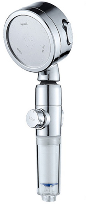 STAR CANDY 一鍵止水蓮蓬頭 + 濾芯 25 x 8.5cm 295g, 銀色, 1組