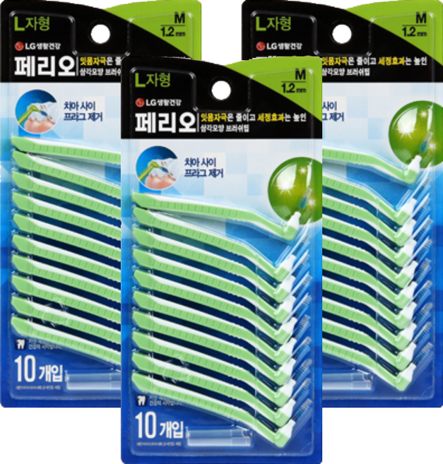 페리오 L자형 치간칫솔 M, 1.2mm, 10개입, 3개