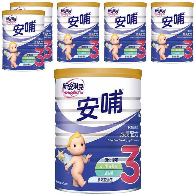 neoangelac Plus 新安琪兒 安哺嬰兒成長配方奶粉 1~3歲, 850g, 1罐, 6罐