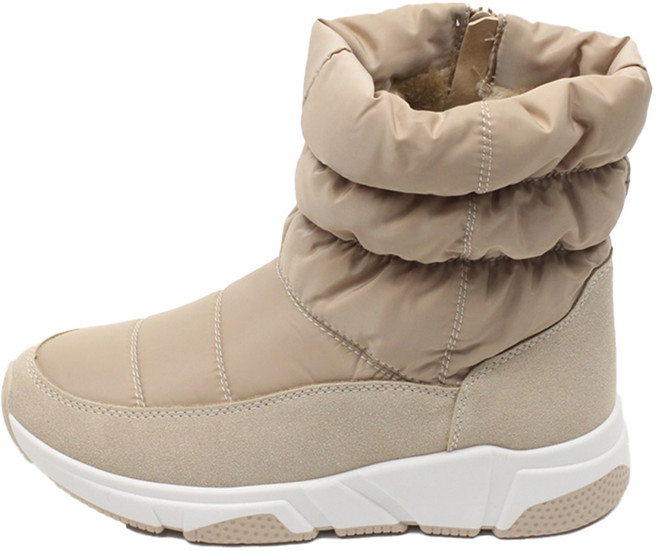 벨라노이 여성용 겨울 털 패딩 통굽 아이젠 스노우 부츠 4.5cm