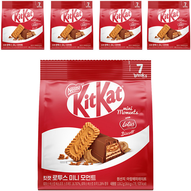 KitKat 로투스 미니 모먼트, 116.2g, 5개