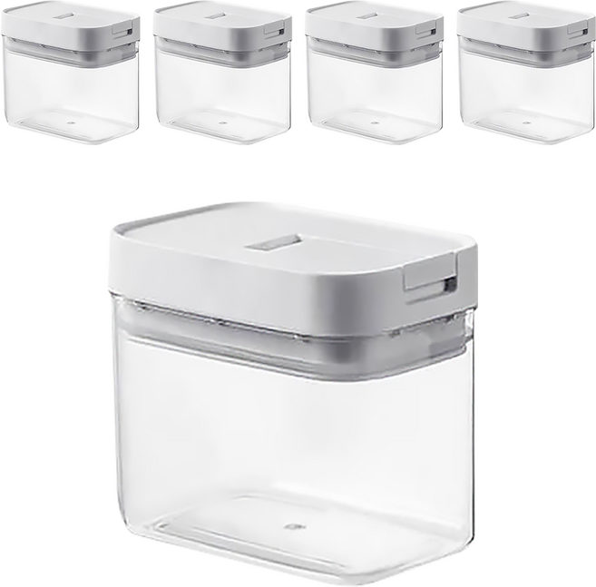 懶角落 易扣可疊式食物密封保鮮罐 10.5 x 6.5 x 10cm 400ml, 1個容器 + 1個蓋子, 5組