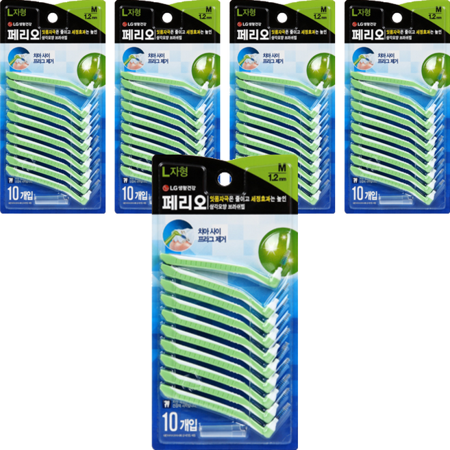 페리오 L자형 치간칫솔 M, 1.2mm, 10개입, 5개