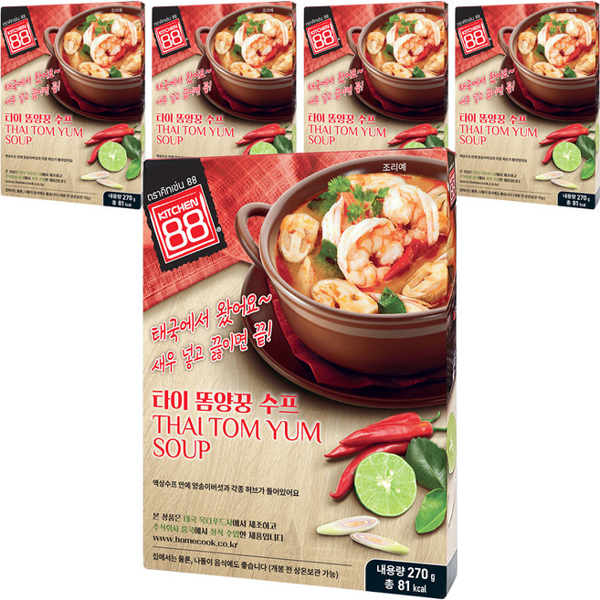 키친88 홈쿡 타이 똠양꿍 수프, 270g, 5개