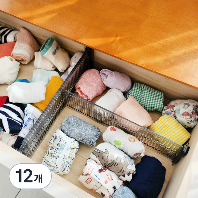 마미루 길이조절 서랍칸막이 정리, 혼합색상, 12개