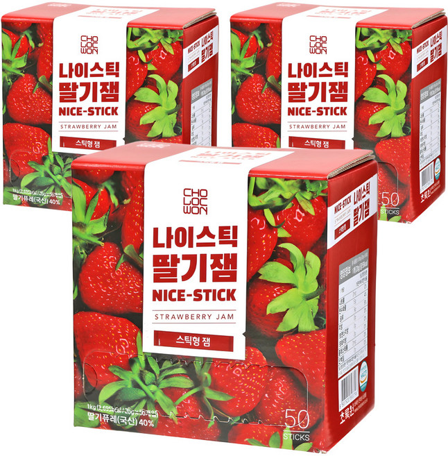 초록원 나이스틱 딸기잼 50p, 1kg, 3개