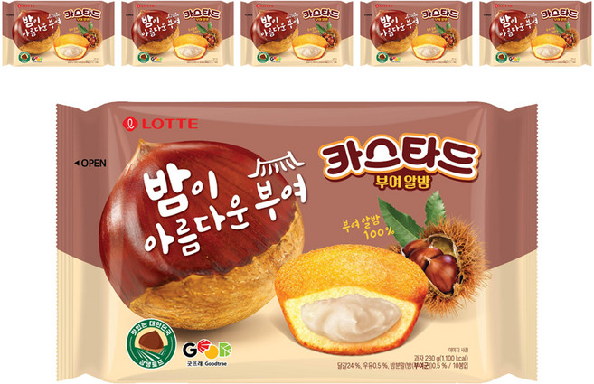 롯데카스타드 부여 알밤, 230g, 6개