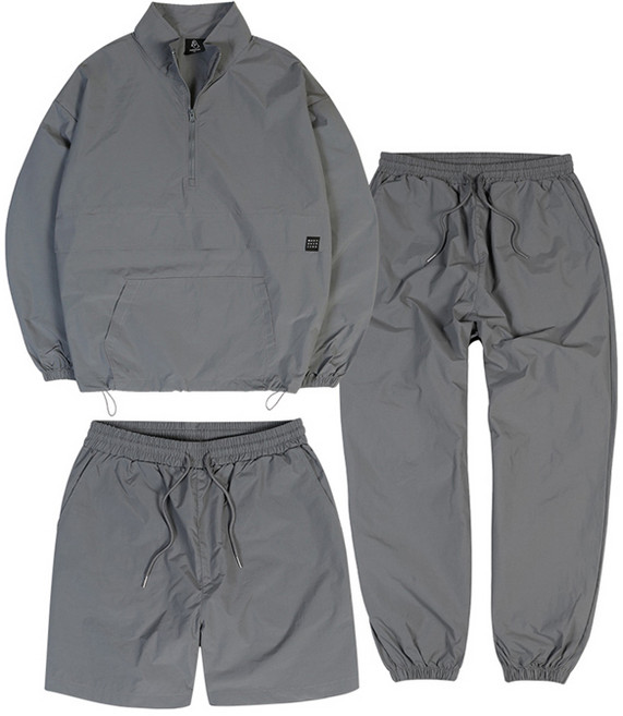 모즈모즈 남녀공용 심플 아노락 바람막이 3종 세트