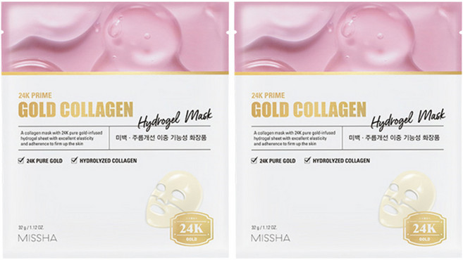 미샤 24K 프라임 골드 콜라겐 하이드로겔 마스크 32g, 1개입, 2개
