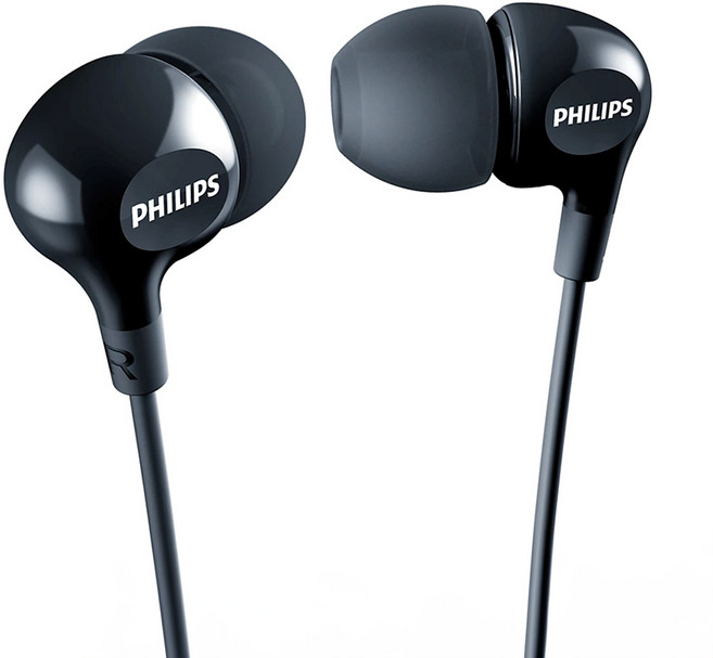 PHILIPS 飛利浦 耳塞式耳機麥克風, SHE3555BK, 黑色