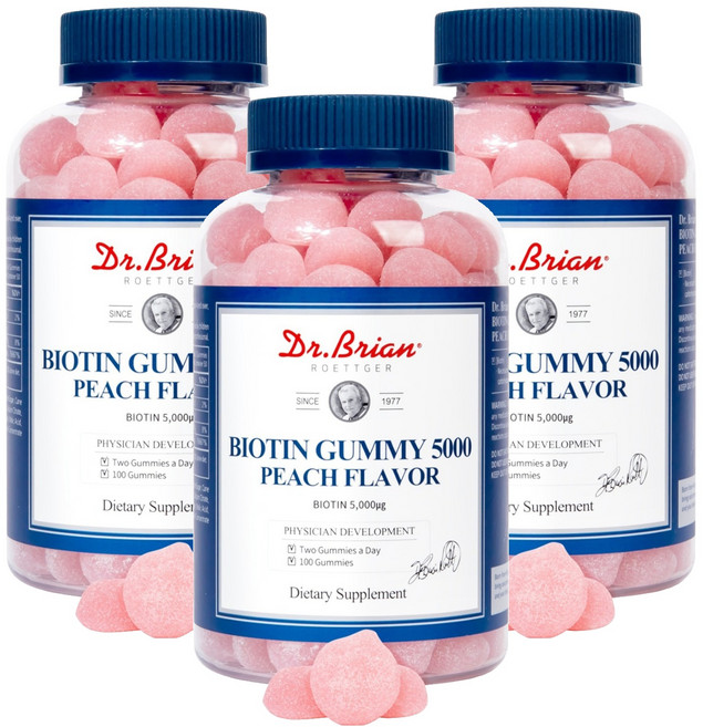 닥터브라이언 비오틴 구미 5000 피치 플레이버, 100정, 3개