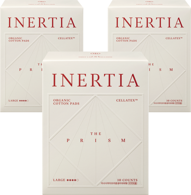 이너시아 더 프리즘 생리대 날개형, 대형, 10개입, 3개