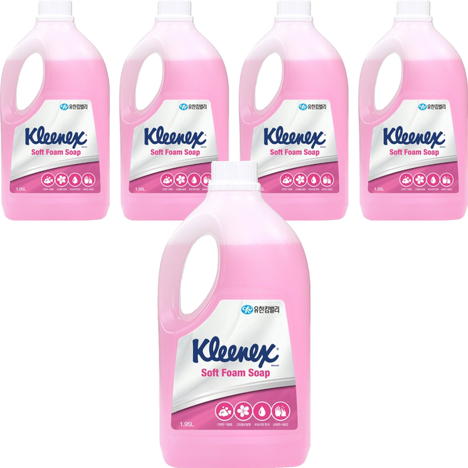 크리넥스 소프트 폼 솝 핸드워시 그린플로랄향, 1.95L, 5개