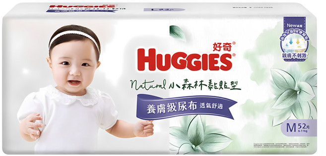 HUGGIES 好奇 小森林黏貼型紙尿褲/尿布 6~11kg 30837, M, 52片