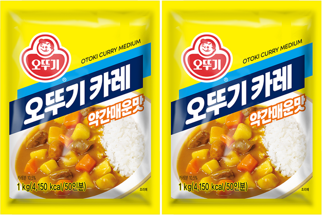 오뚜기 카레 과립형 약간매운맛, 1kg, 2개