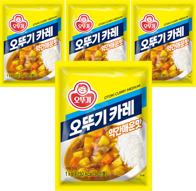 오뚜기 카레 (약간매운맛) 1kg, 4개
