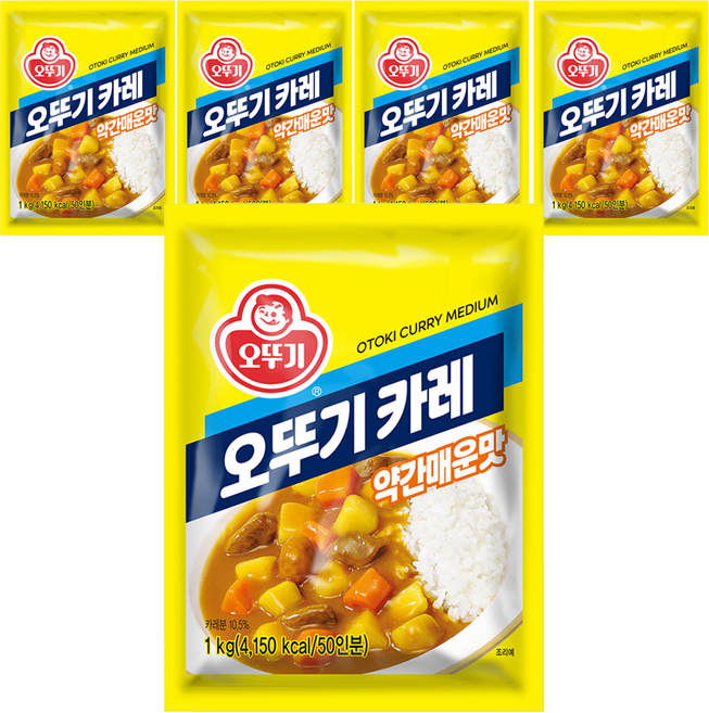 오뚜기 카레 (약간매운맛) 1kg, 5개