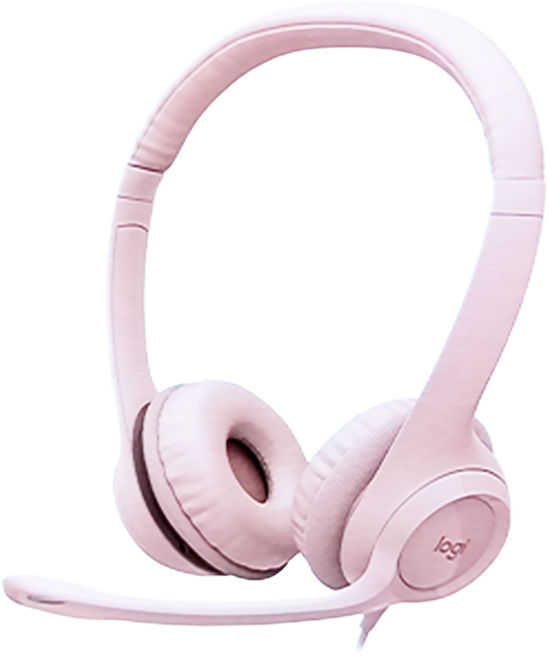 logitech 羅技 Wired 降噪 耳罩式 耳機 內建麥克風 降噪麥克風 玫瑰粉 H390