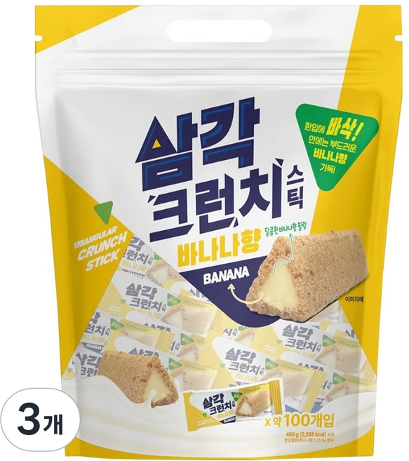 삼각크런치 스틱 바나나향, 400g, 3개 - 쿠팡