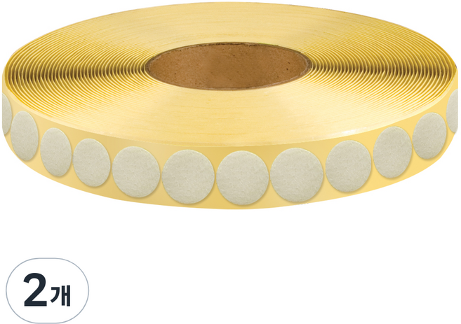 고무나라 원형찍찍이 접착식 테이프 9m 흰색 까슬이 지름 2.0cm, 2개