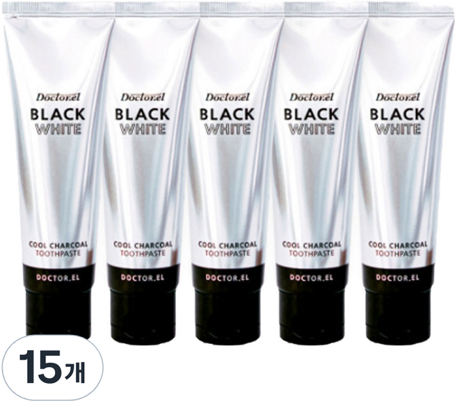 닥터이엘 블랙화이트 미백 숯치약, 120g, 15개