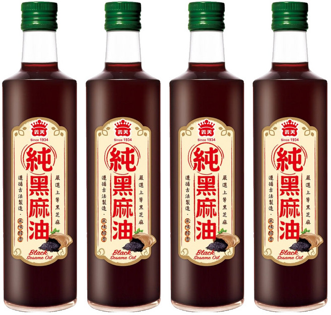 義美 100%純黑麻油, 500ml, 4瓶