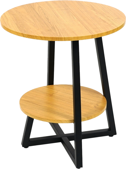 FAmILyLIFE 生活 木冶山居 Carmel工業風雙層圓形茶几 WO-017 60cm 6.3kg, 白橡木