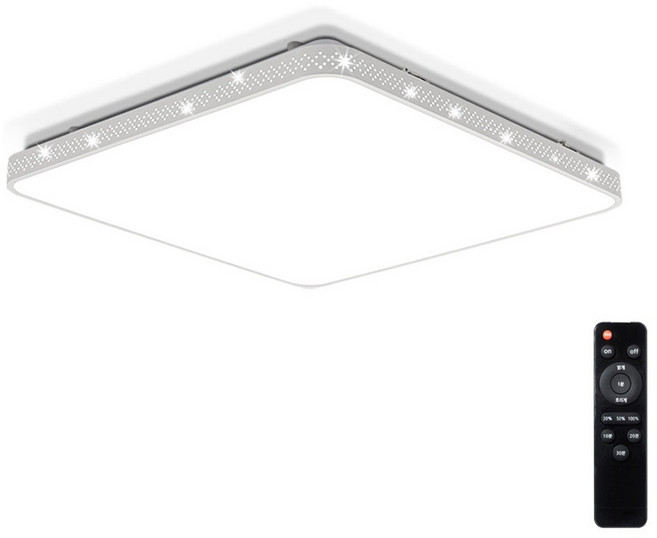 Yeonha Raon 房間吸頂燈 LED50W 可調光遙控器 無頻閃, 晝光色