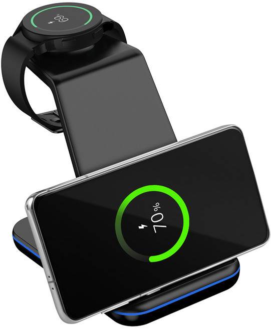 홈플래닛 3in1 23W 멀티 무선 충전기 + CtoC 1.5m 케이블 세트 (삼성 갤럭시워치 전용), 블랙, 1개