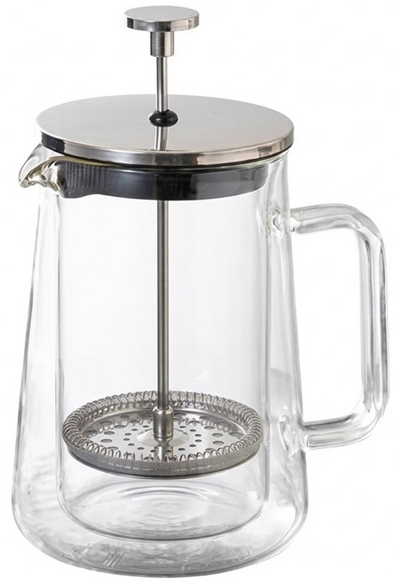 HouseKeeper 妙管家 雙層沖茶器 附壓桿 + 濾網, 600ml, 1個, 玻璃 透明色