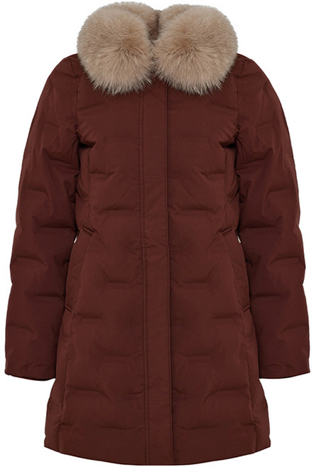 샤트렌 여성용 폭스퍼 넥 구스다운 보온 패딩 점퍼 HCBWDW206