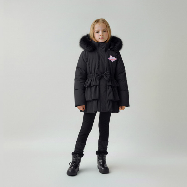 마리앤모리 여아용 러브유 니버스프릴 패딩 점퍼